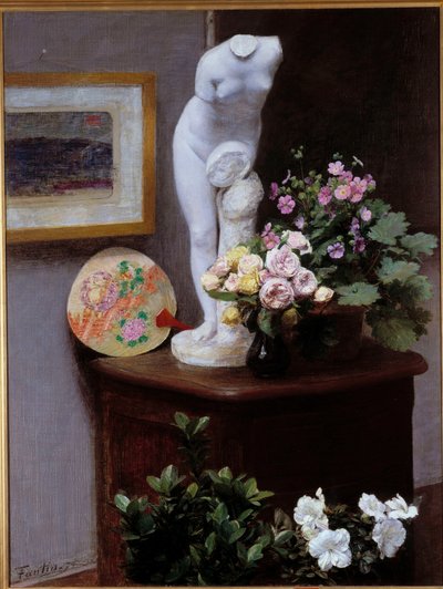 Flowers and objects by Ignace Henri Jean Fantin Latour