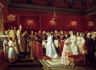 Marriage of Princess Victoria of Saxe-Coburg and Prince Louis, Duke of Nemours at Saint-Cloud by Henri Felix Emmanuel Philippoteaux