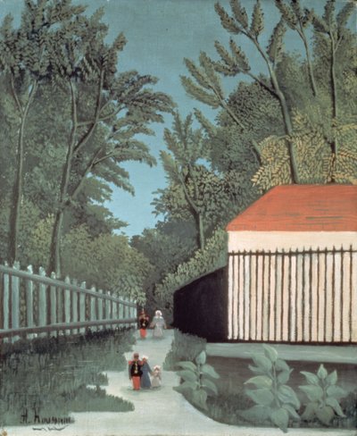 Landscape in Montsouris Park with five figures by Henri J.F. Rousseau