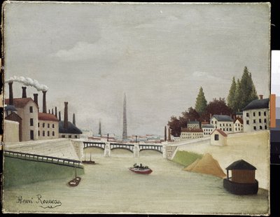 View of the Grenelle Bridge and the Trocadero in Paris by Henri J.F. Rousseau