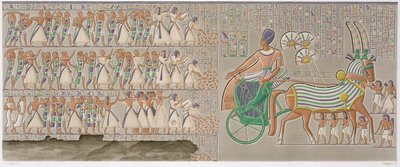 Coloured Base Reliefs from the South Gallery of the Peristyle of the Palace, Plate 12 from Vol II of `Descriptions of Egypt`, engraved by Antoine Phelippeaux by Henri Joseph (after) Redoute