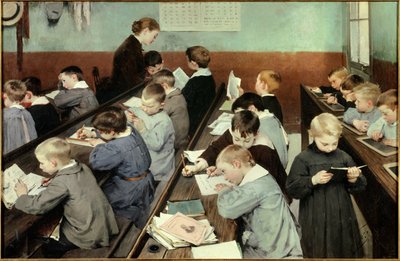 In class, the work of the little ones by Henri Jules Jean Geoffroy