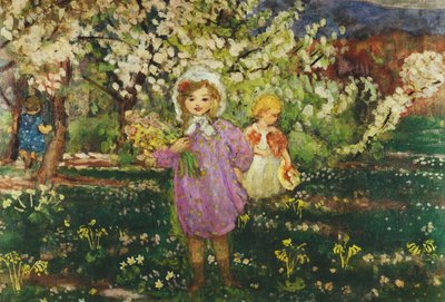 Children in an Orchard in Blossom by Henri Lebasque