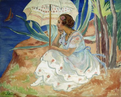 Young Woman with an Umbrella, Saint Maxime by Henri Lebasque