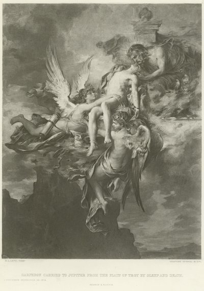 Sarpedon carried to Jupiter from the plain of Troy by Sleep and Death by Henri Leopold Levy