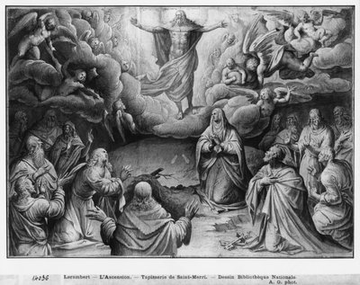 Life of Christ, Ascension, preparatory study of tapestry cartoon for the Church Saint-Merri in Paris by Henri Lerambert