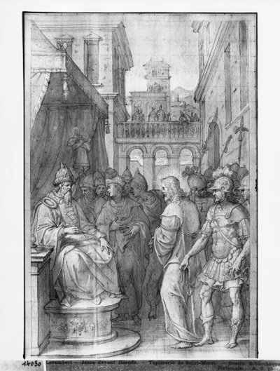 Life of Christ, Christ before Herod, preparatory study of tapestry cartoon for the Church Saint-Merri in Paris, c.1585-90 by Henri Lerambert