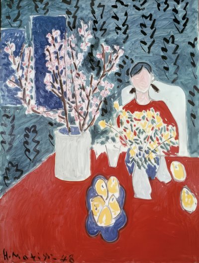 Plum Branches on Green Background by Henri Matisse
