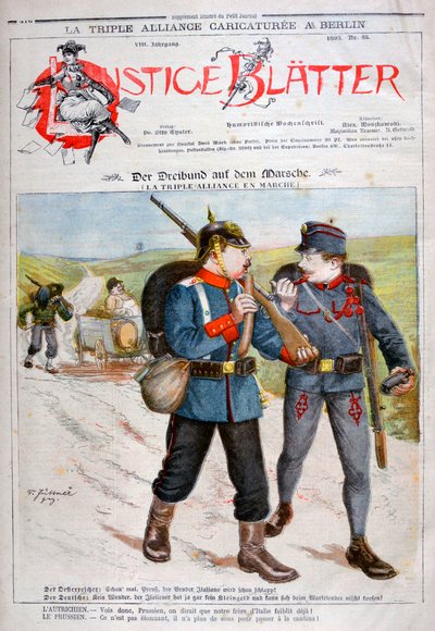 A caricature of the Triple Alliance in Lustige Blatter magazine by Henri Meyer