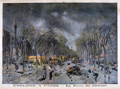 A Cyclone in Paris, Place du Châtelet by Henri Meyer