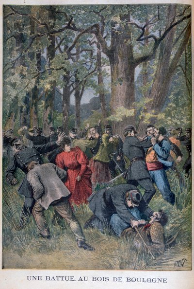Fight between Gendarmes and Civilians in the Bois de Boulogne, Paris by Henri Meyer