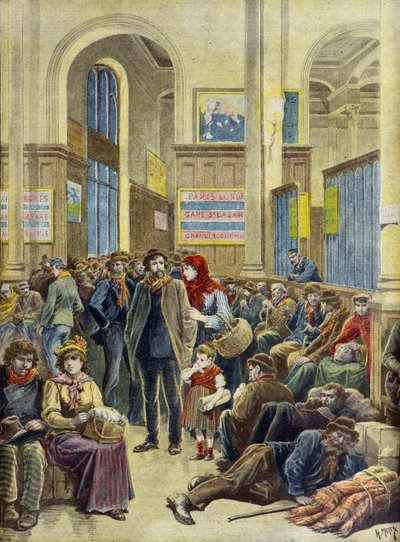 Italian Emigrants at the Gare Saint Lazare in Paris in 1896 by Henri Meyer