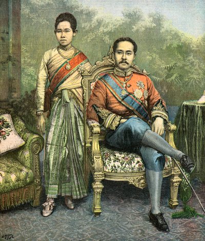 Portrait of King Rama V and Queen Savang Vadhana by Henri Meyer