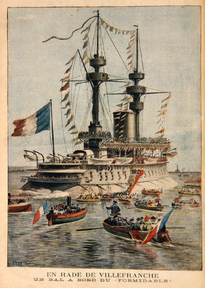 Villefranche Harbour, a ball on board the Formidable, illustration from Le Petit Journal, engraved by P.H.G.V. Michel, 1st March 1896 by Henri Meyer