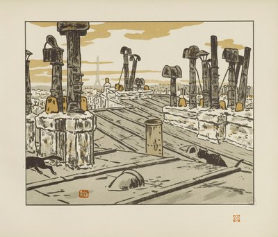 On the Roofs [The Thirty-six Views of the Eiffel Tower] by Henri Rivière