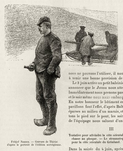 Portrait of Fridtjof Nansen (1861-1930) Norwegian polar explorer. Engraving by Thiriat, to illustrate the story 