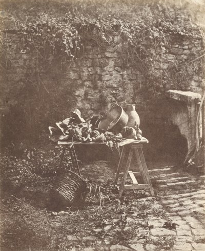Still Life: Cauldron, Jug, and Vegetables on a Trestle Table by Henri Victor Regnault