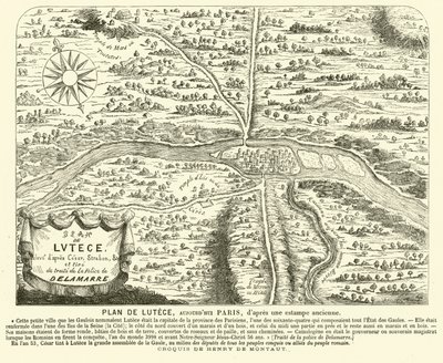 Plan of the Roman city of Lutetia, site of modern Paris by Henri de (after) Montaut