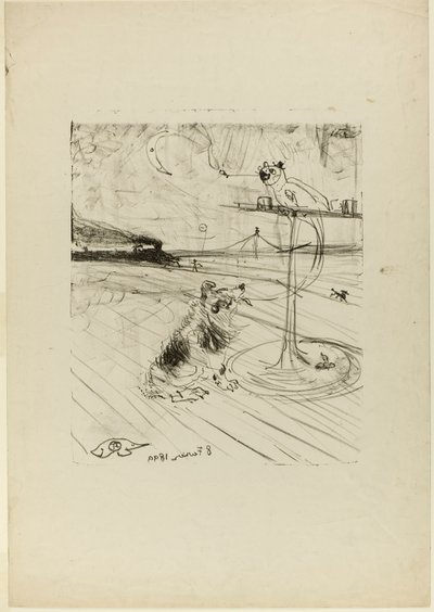 The Dog and the Parrot by Henri de Toulouse-Lautrec