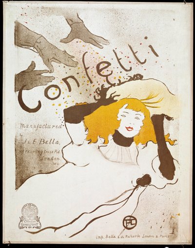 Confetti: Hands Throw Confetti Wrists on a Woman with Yellow Hair by Henri de Toulouse Lautrec