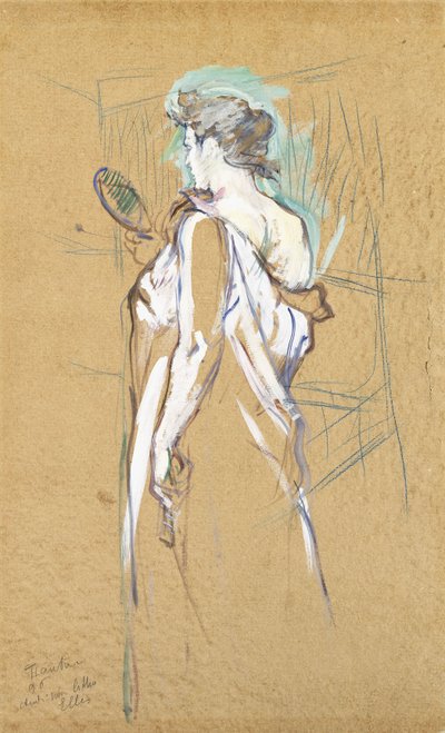 Elles - with mirror in hand by Henri de Toulouse Lautrec