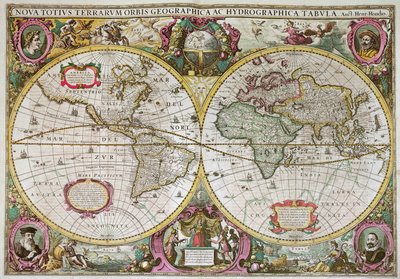 A New Land and Water Map of the Entire Earth by Henricus Hondius II