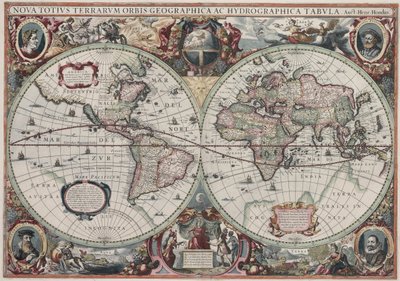 New Geographical and Hydrographical Map of the Entire World by Henricus Hondius II