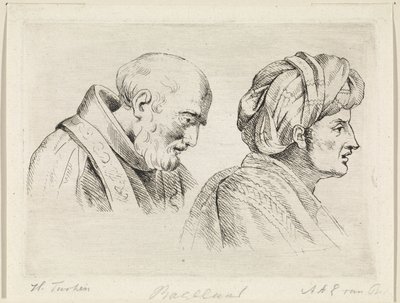 Cleric and a man with a turban by Henricus Turken