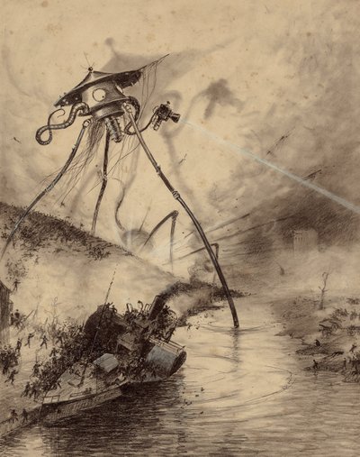 Martian Fighting machine in the Thames Valley by Henrique Alvim Correa