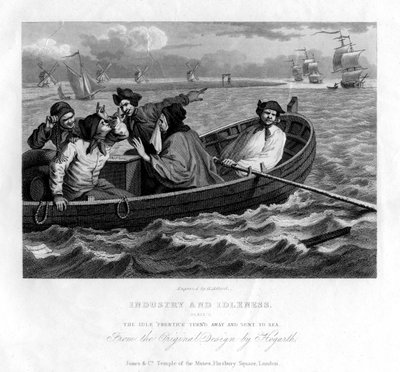 The Idle Prentice Turned Away and Sent to Sea, Plate V of Industry and Idleness by Henry Adlard