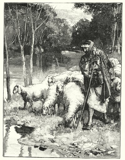A shepherd and his flock in the Anti-Lebanon by Henry Andrew Harper