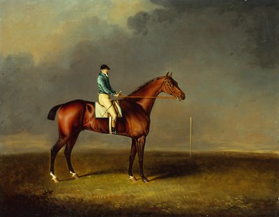 His Royal Highness, the Prince of Wales Bay Racehorse Sir David by Trumpator with Chifney Up, at Newmarket Heath by Henry Bernard Chalon