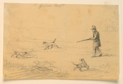 Study of a Gentleman with Three Dogs, Hunting by Henry Bernard Chalon