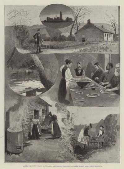 A Free Communist Colony in England, Sketches at Clousden Hill Farm, Forest Hall, Northumberland by Henry Charles Seppings Wright