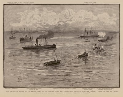 Portuguese Corvette Tamega Firing on the SS Agnes, Pungwe River, East Africa by Henry Charles Seppings Wright