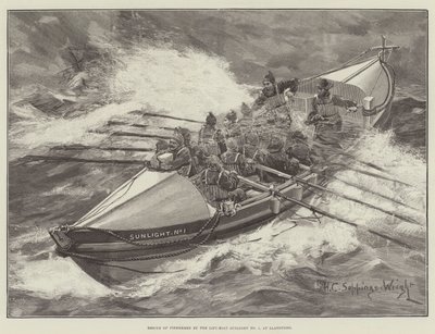 Rescue of Fishermen by the Life-Boat Sunlight No 1, at Llandudno by Henry Charles Seppings Wright
