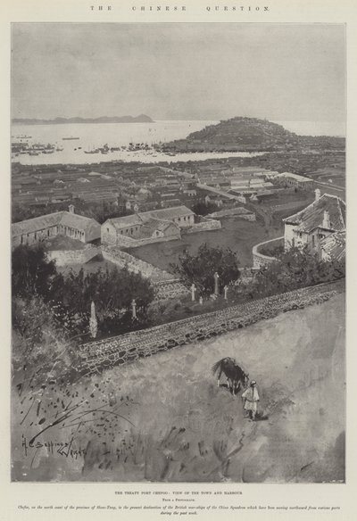 The Chinese Question, the Treaty Port Chefoo, View of the Town and Harbour by Henry Charles Seppings Wright