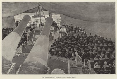 With the Mediterranean Fleet off Salonica, Sunday Service by Henry Charles Seppings Wright