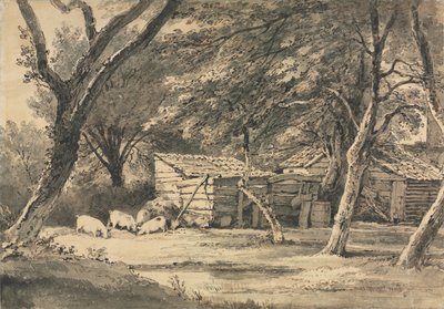 Farm with Pigs Foraging by Henry Edridge