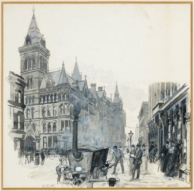 Corporation Road Making, Princess Street and Town Hall by Henry Edward Tidmarsh
