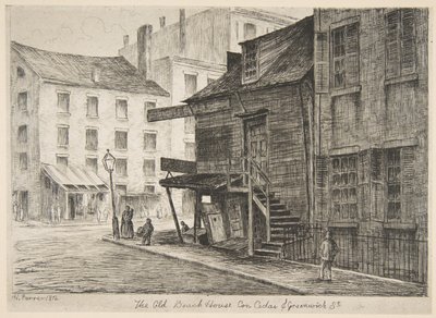 The Old Beach House, Corner of Cedar and Greenwich Streets, from "Scenes of Old New York" by Henry Farrer