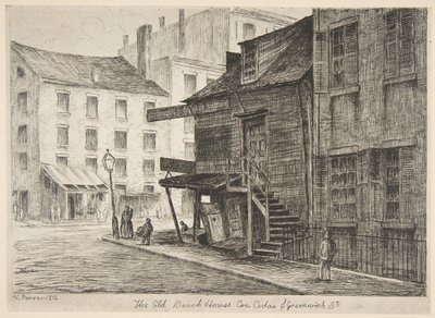 The Old Beach House, Corner of Cedar and Greenwich Streets from Scenes of Old New York by Henry Farrer