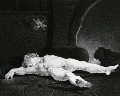 Puck Basking Asleep Before the Country Hearth, engraved by Moses Haughton Jr. by Johann Heinrich Füssli