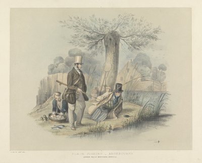 Roach Fishing, Broxbourne, from a Set of Six Images of Angling by Henry Heath