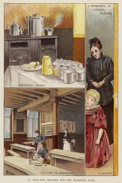 Shelter for the homeless poor in the East End of London, late 19th Century by Henry Herbert Bulman