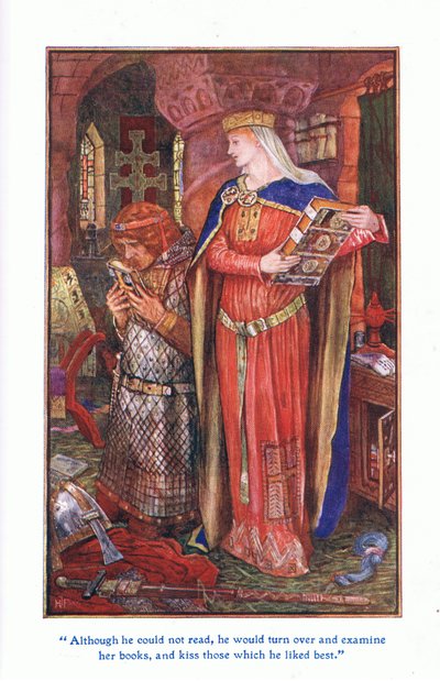 Although He Could Not Read, He Would Turn Over and Examine Her Books and Kiss Those He Liked Best by Henry Justice Ford
