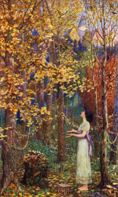 Aurore Sets Free the Captive Birds at the Altar of Corambe by Henry Justice Ford