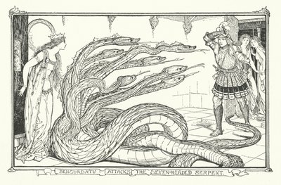 Bensurdatu Attacks the Seven-Headed Serpent by Henry Justice Ford
