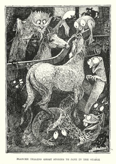 Blanche Telling Ghost Stories to Jane in the Stable by Henry Justice Ford