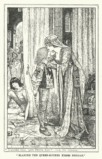 Blanche the Queen-Mother kisses Herman by Henry Justice Ford